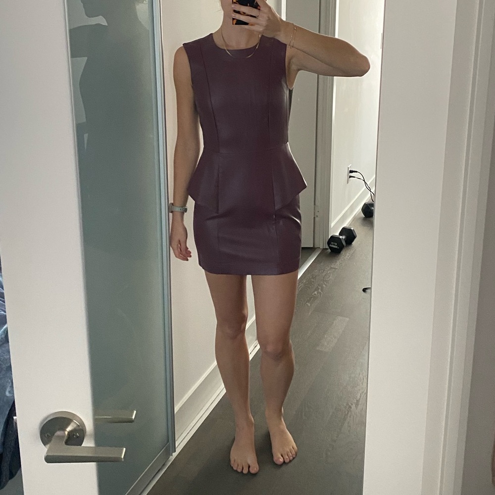Maroon, BCBG Faux Leather Mini Dress, Size 4